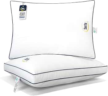 Serta Bed Pillows Queen/Standard Size Set of 2, Medium Soft Support, White