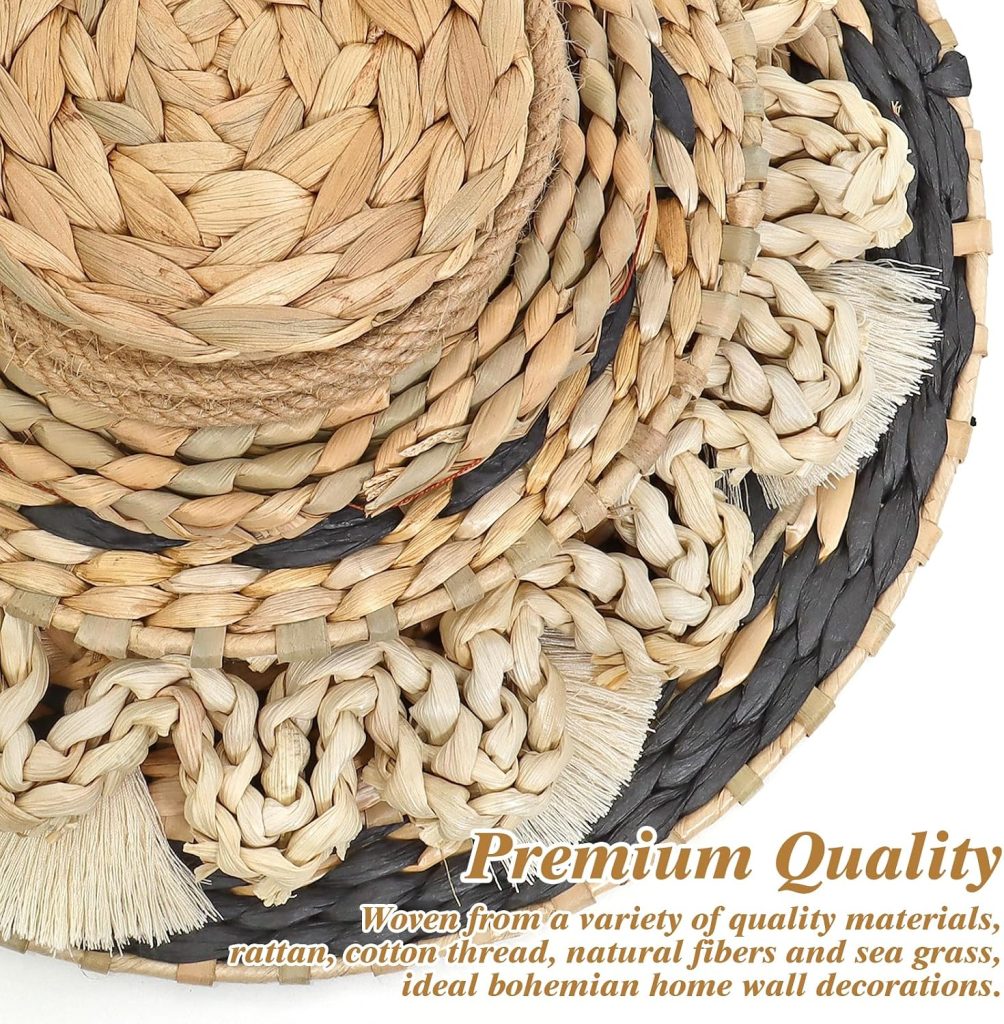 Set of 9 Boho Wall Basket Decor Woven Hanging Wall Basket Decoration