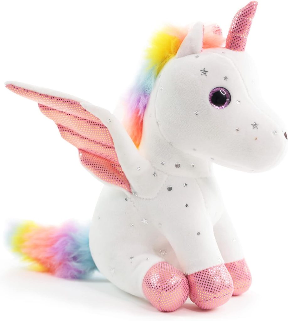 Sew Butiful 8″ Unicorn Stuffed Animal – Cute Plush Toy Gift for 3-8 Years Old Girls, Soft Birthday Present for Baby, Toddler, Kids, Decor (White)