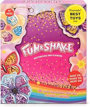 Shake-its Glitter Craft Kits, DIY Art Kit for Kids – Fun Shake Art Supplies, Creative Arts and Crafts Activity Gifts for Girls & Boys Ages 4 5 6 7 8 9 (Flowers & Butterflies)