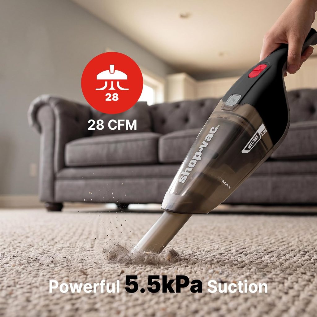 Shop-Vac Wet/Dry Handheld Vacuum Cordless, Wall-Mounted Hand Vac, Black