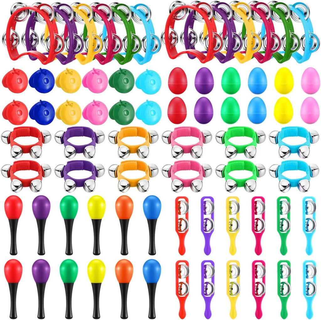 Silipull 72 Pcs Shaker Musical Instrument Set for Kid Toddler Early Music