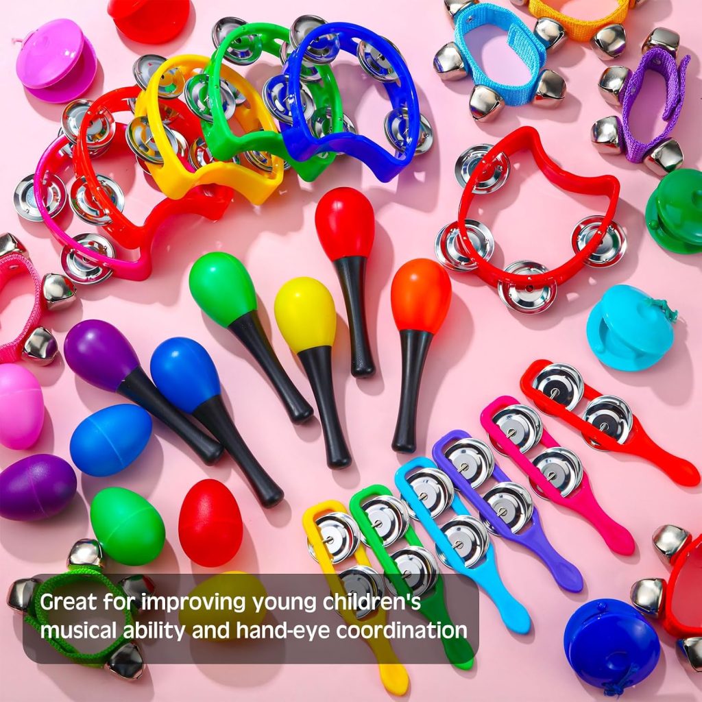 Silipull 72 Pcs Shaker Musical Instrument Set for Kid Toddler Early Music