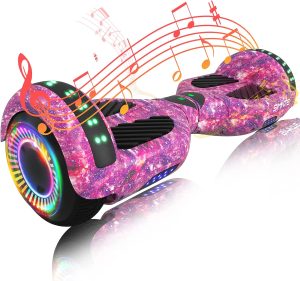 SIMATE Hoverboard with Bluetooth Speaker and LED Lights – Galaxy Purple