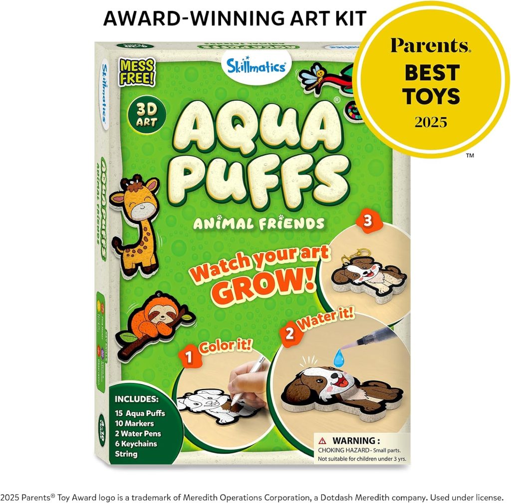 Skillmatics Aqua Puffs Animals, Paint by Number, Stocking Stuffer for Kids