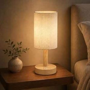 Small Rechargeable Cordless Table Lamp, Nightstand to Desk, Light Oak