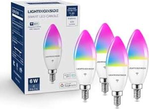 Smart E12 LED Bulbs 60W Work with Alexa/Google Home, 4PCS