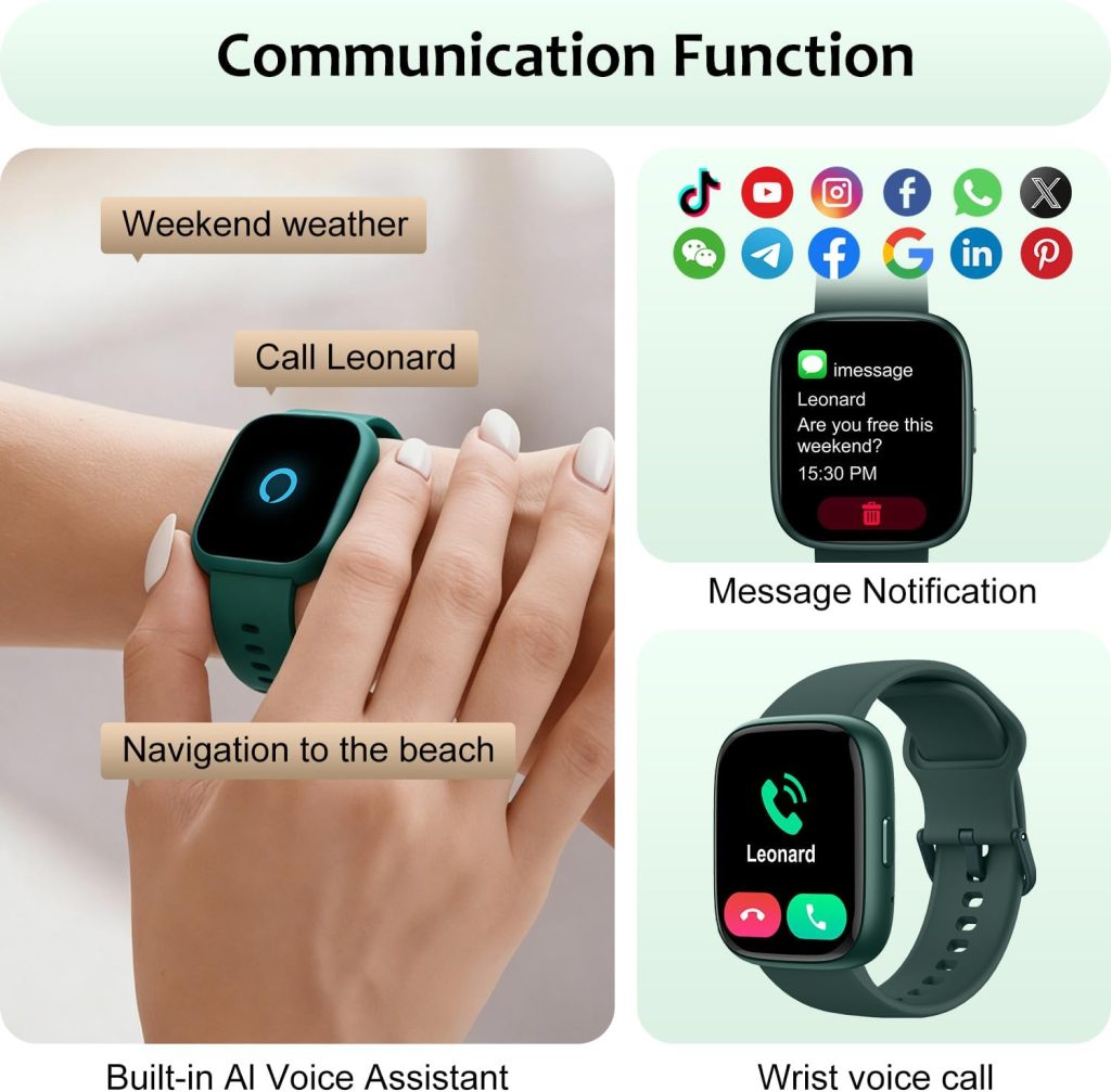 Smart Watch (Answer/Make Call) for iPhone&Android, 1.83″ Smartwatches with Sleep Monitor Heart Rate Activity Tracking, IP68 Waterproof, Fitness Tracker 100+Sport, Reloj Inteligente 30 Day+Battery Life