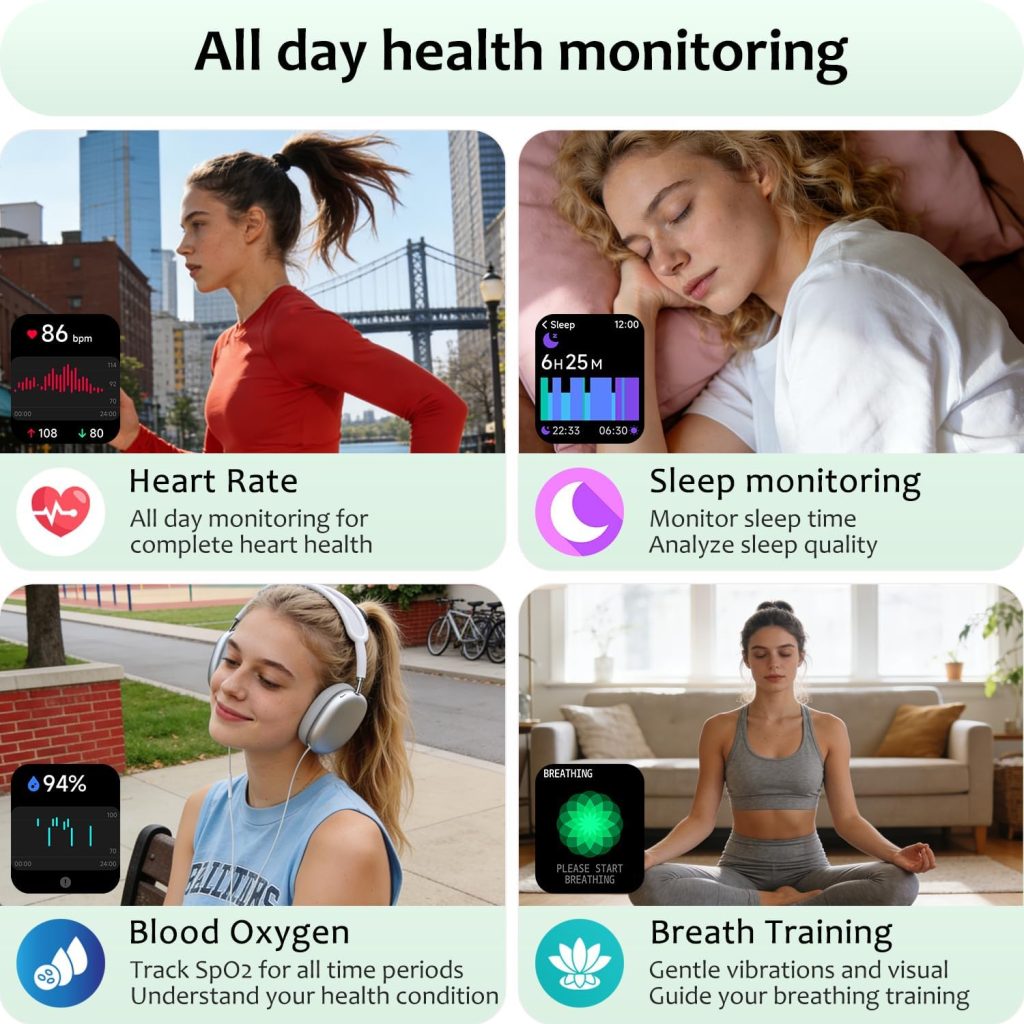 Smart Watch (Answer/Make Call) for iPhone&Android, 1.83″ Smartwatches with Sleep Monitor Heart Rate Activity Tracking, IP68 Waterproof, Fitness Tracker 100+Sport, Reloj Inteligente 30 Day+Battery Life