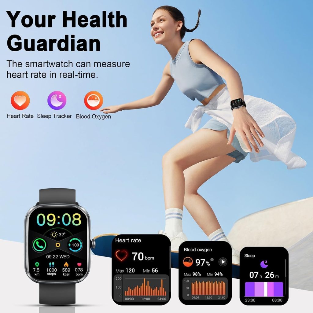 Smart Watch for Men, 1.91″ NEW Smartwatch(Answer/Bluetooth Call), Fitness Tracker Watch with 24/7 Heart Rate, Reloj with Sleep Monitor//Step/Calories/110+ Sport Modes/IP68 Waterproof, for Android iOS