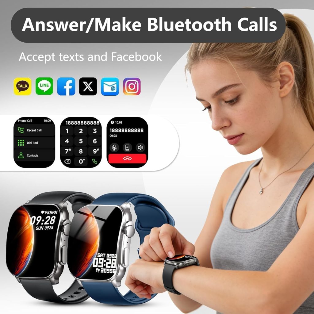 Smart Watch for Men,Bluetooth Answer/Make Calls, 2.01″ AMOLED Curved Screen