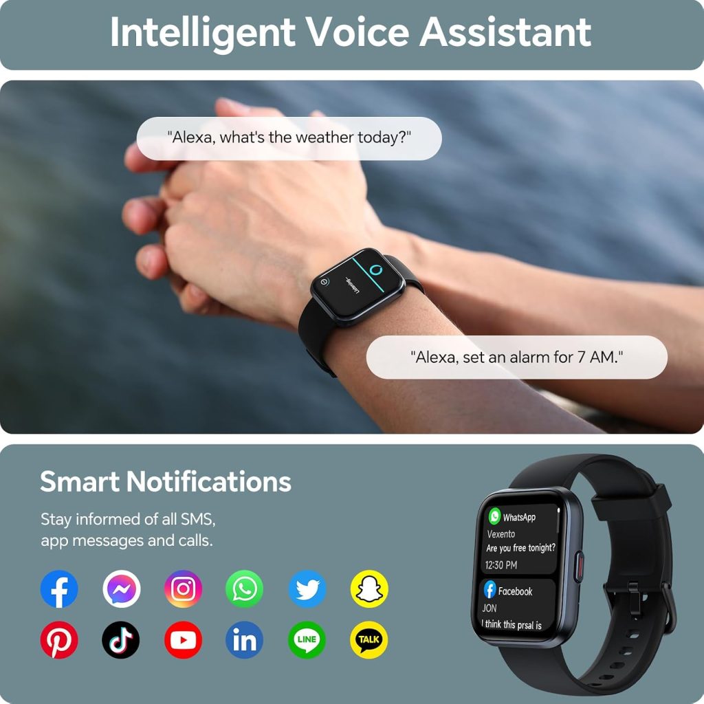 Smart Watch for Men Women, 1.85″ Smart Watches Compatible iPhone/Samsung/Android (Answer/Make), Fitness Tracker with Heart Rate/Sleep/SpO2 Monitor, Smartwatch 3ATM Waterproof 120+ Sport Modes, Alexa