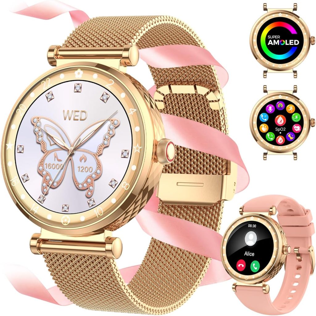 Smart Watch for Women, HD AMOLED Display Fitness Tracker for Android iOS