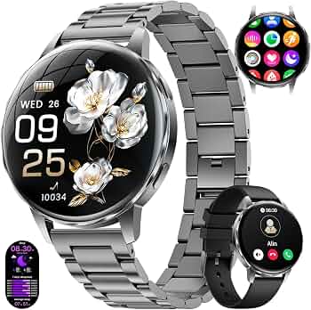 Smart Watch for Women, Answer/Make Call,1.27” HD Clear Screen Fitness Tracker with Heart Rate/Sleep/Blood Pressure/Pedometer,Smartwatch for iPhone/Samsung/Android, 110+ Sport Modes,Waterproof Black