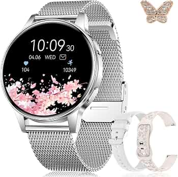 Smart Watch for Women, 1.27″ HD Touchscreen Smartwatch with Bluetooth Call & Text Notification, 130+ Sport Modes, IP68 Waterproof Fitness Tracker with Heart Rate/Sleep Monitor, 3 Bands