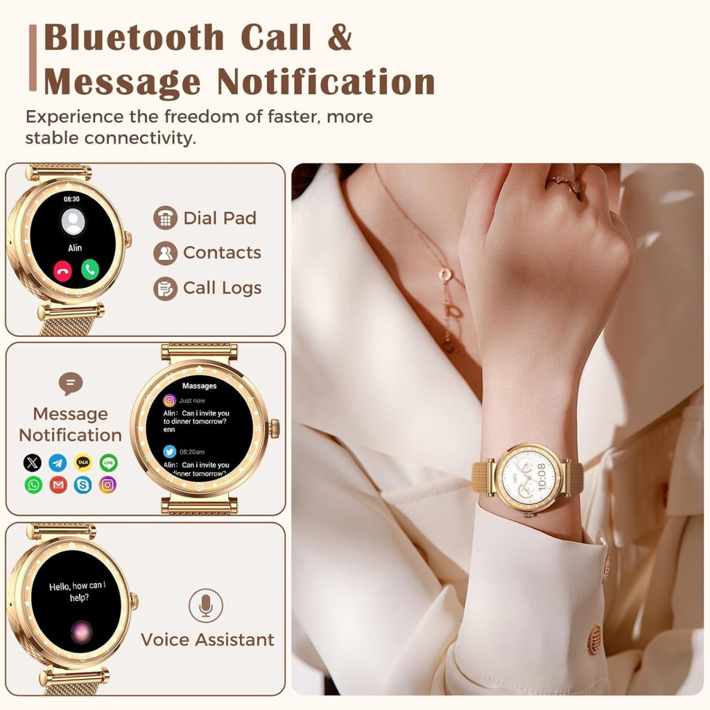 Smart Watch for Women, HD AMOLED Display Fitness Tracker for Android iOS
