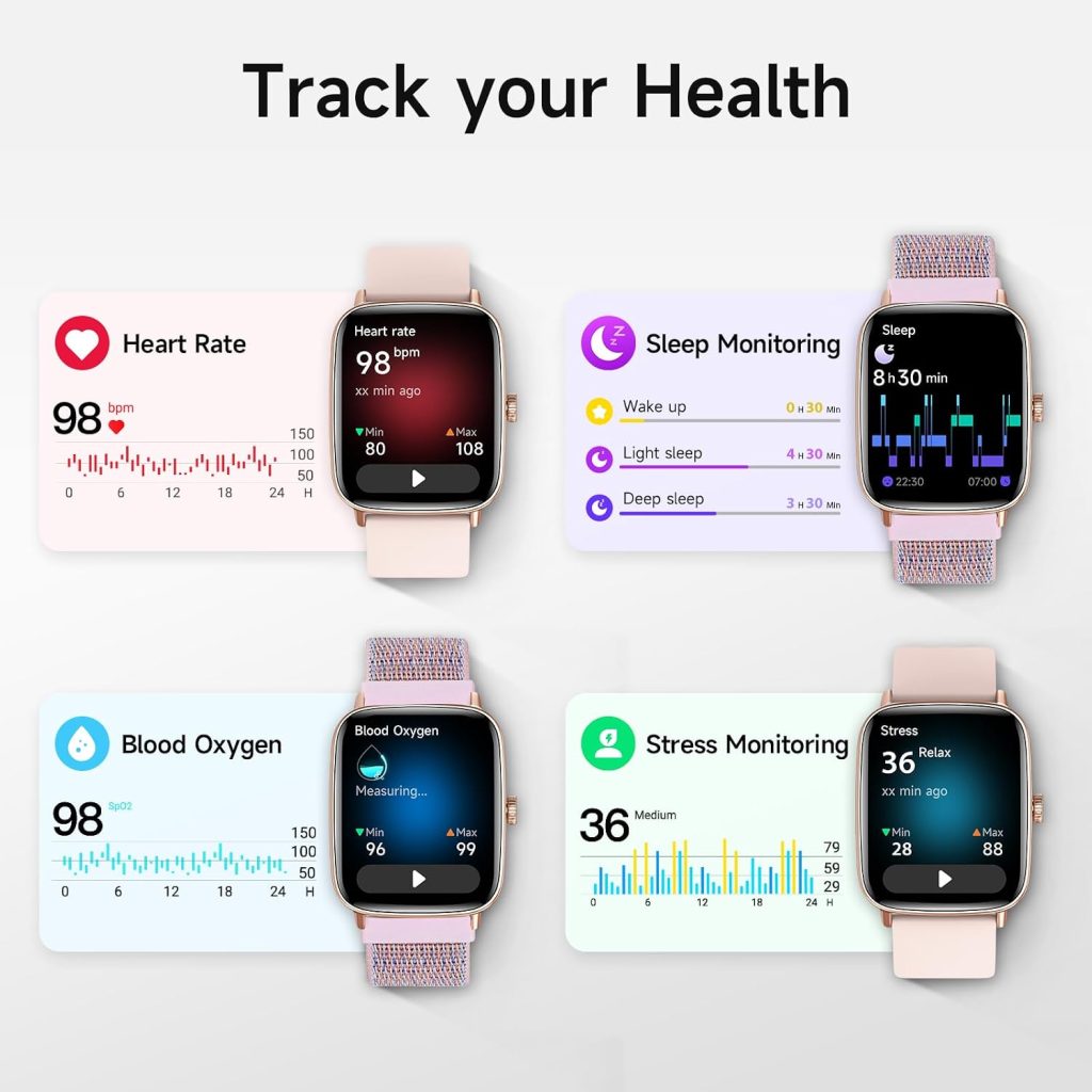 Smart Watch for Women, 1.85″ HD Smartwatch (Answer/Make Calls), 2 Bands
