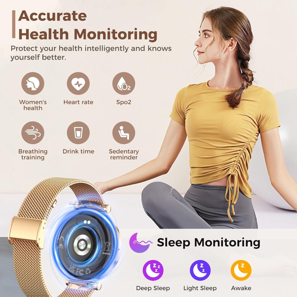 Smart Watch for Women, HD AMOLED Display Fitness Tracker for Android iOS
