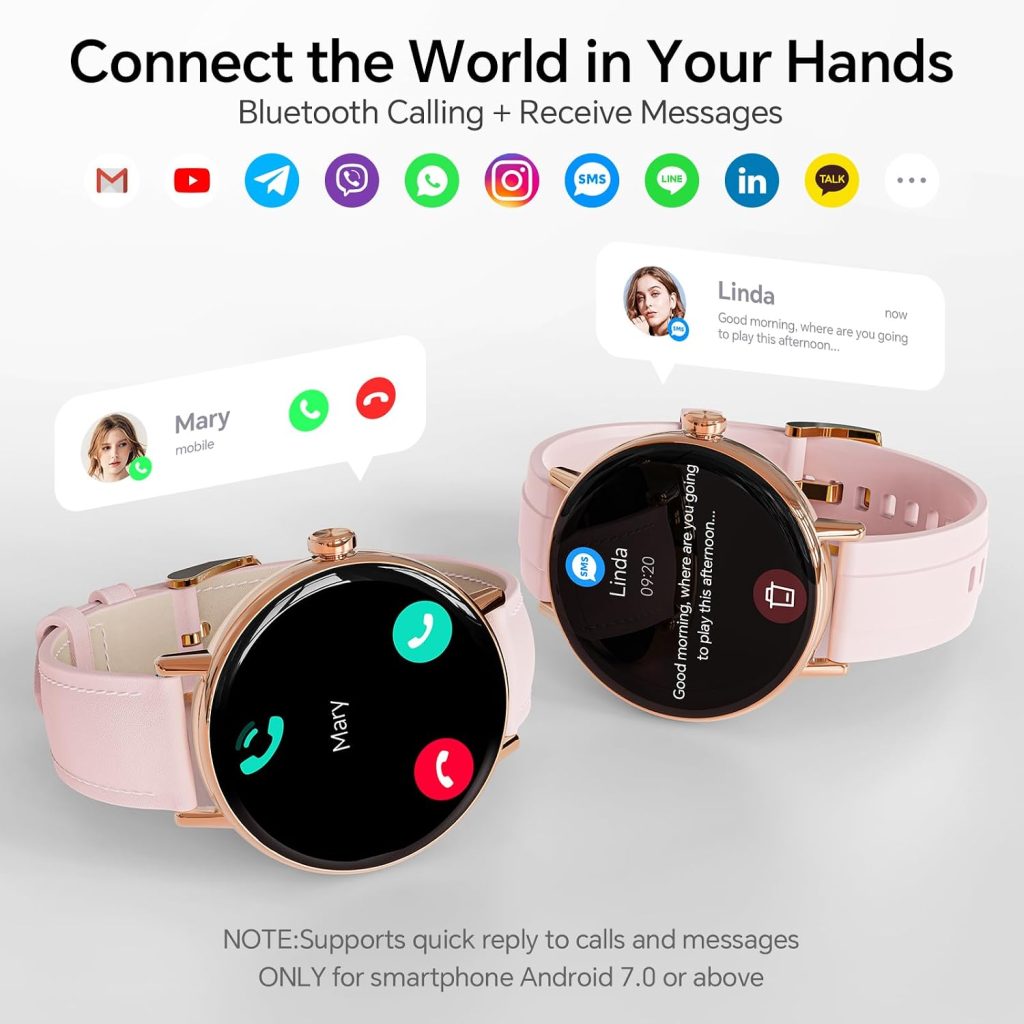Smart Watch for Women,1.57″ Touch Screen Smartwatch for iPhone& Samsung& Android,Answer/Make Call,Fitness Tracker with Heart Rate/SpO2/Sleep Monitor,IP68 Waterproof,110+ Sports Mode,2 Bands
