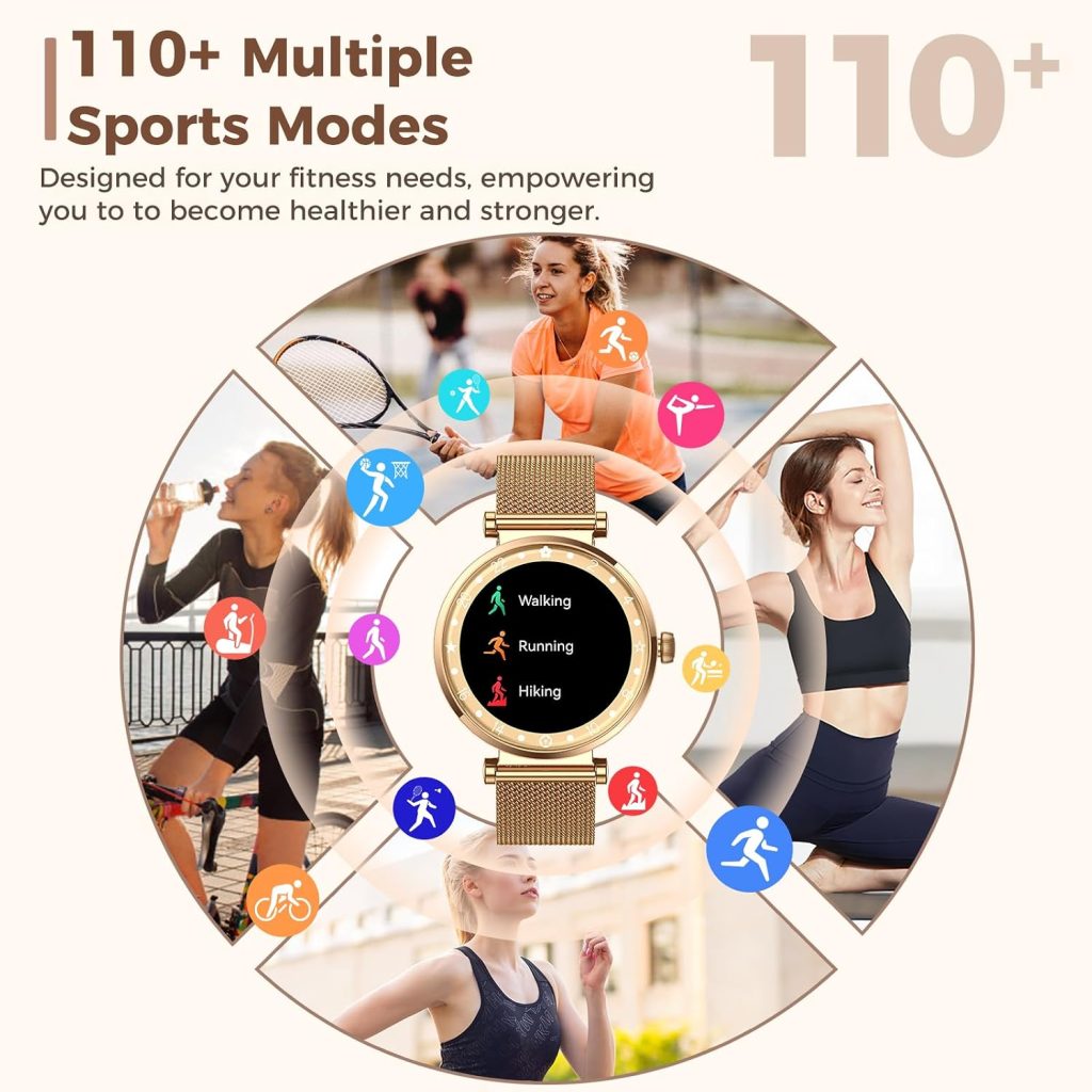 Smart Watch for Women, HD AMOLED Display Fitness Tracker for Android iOS