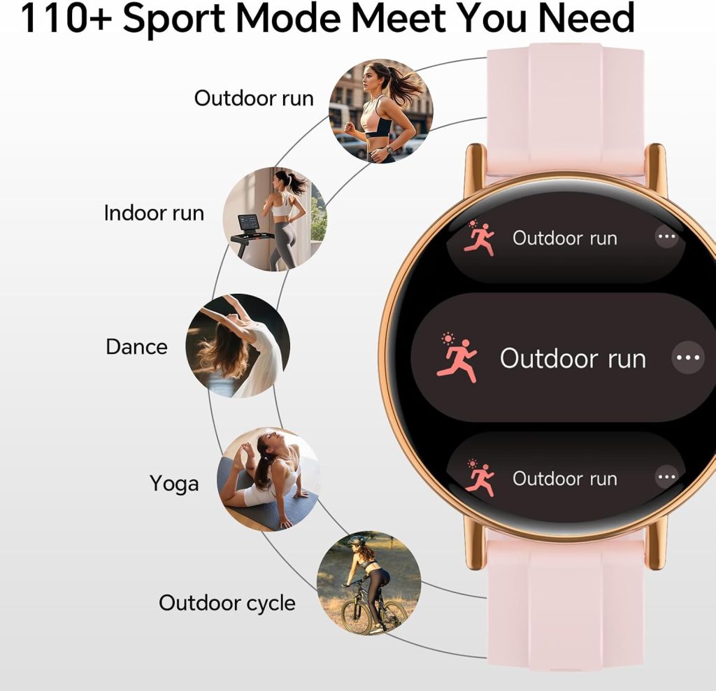 Smart Watch for Women,1.57″ Touch Screen Smartwatch for iPhone& Samsung& Android,Answer/Make Call,Fitness Tracker with Heart Rate/SpO2/Sleep Monitor,IP68 Waterproof,110+ Sports Mode,2 Bands