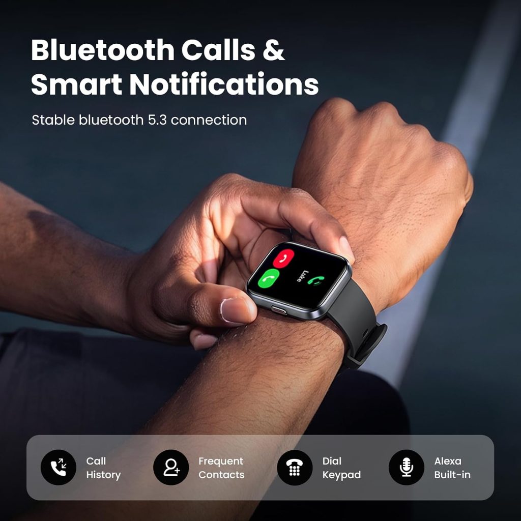 Smart Watches for Men Android & iPhone, 1.8″ HD Fitness Tracker Watch with Alexa Built-in, IP68 Waterproof, Bluetooth Call (Answer/Make), Heart Rate/Sleep/SpO2 Monitor, 110 Sports Modes