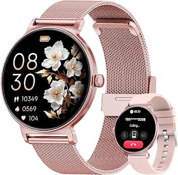 Smart Watches for Women, 1.27″ AMOLED Health Fitness Tracker with Bluetooth Calling (Answer/Make Calls), 120+ Sports Modes, Timer, IP68 Waterproof Watch for Android/iPhone