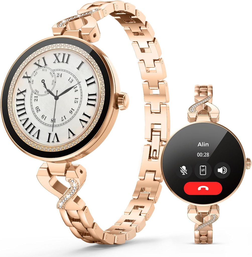 Smart Watches for Women, 1.04″ AMOLED Screen, Answer/Make Call, iOS/Android