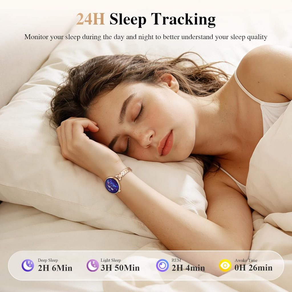 Smart Watches for Women, 1.04″ AMOLED Screen, Answer/Make Call, iOS/Android