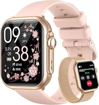 Smart Watches for Women,1.85″Fitness Trackers with Answer/Call,with 2 Bands