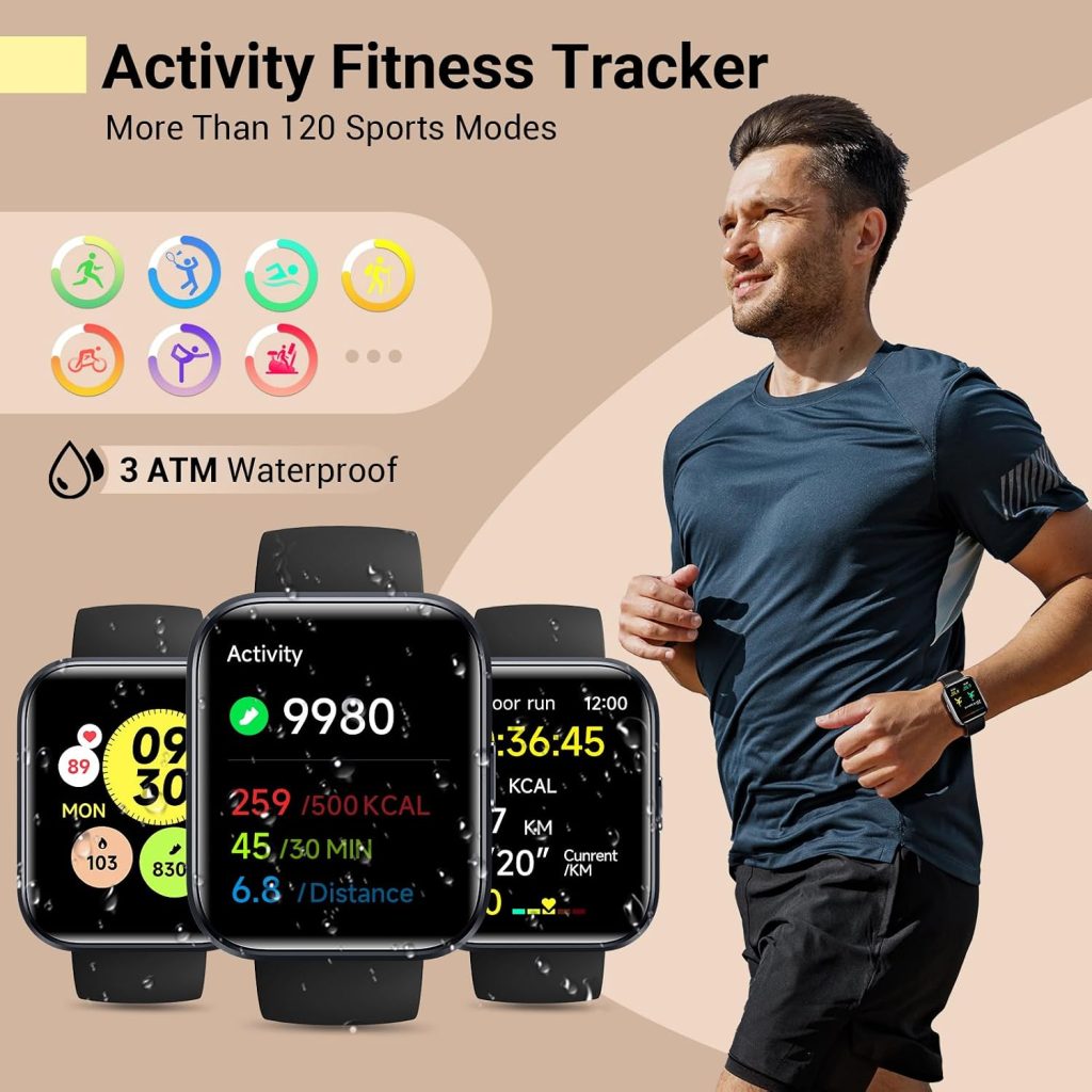 Smartwatch for Women/Men, Compatible with Android & iPhone, 1.8” Fitness Tracker Watch with Alexa, Call & Notification Alerts, Heart Rate & Sleep Monitor, 120 Sports Modes, Waterproof Smart Watch