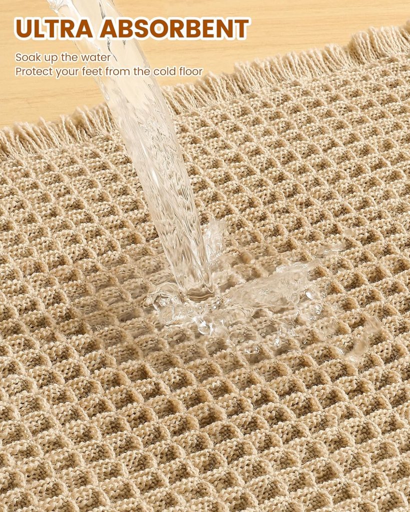 Smiry Waffle Bath Mat 30X20, Extra Soft Absorbent Bathroom Rugs, Brown
