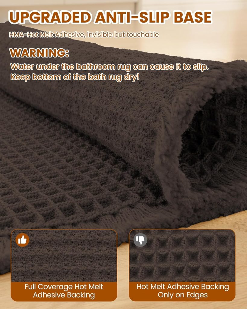 Smiry Waffle Bathroom Rugs Sets 2 Piece (30×20+24×16, Chocolate)