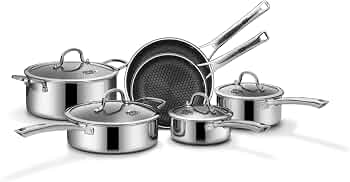 SNOWCLAD Pots and Pans Set Non Stick | Stainless Steel Kitchen Cookware