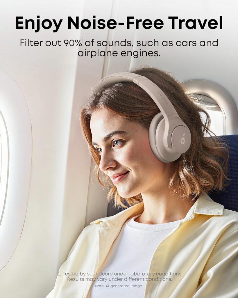 Soundcore by Anker Q20i Hybrid Active Noise Cancelling Headphones, Taupe