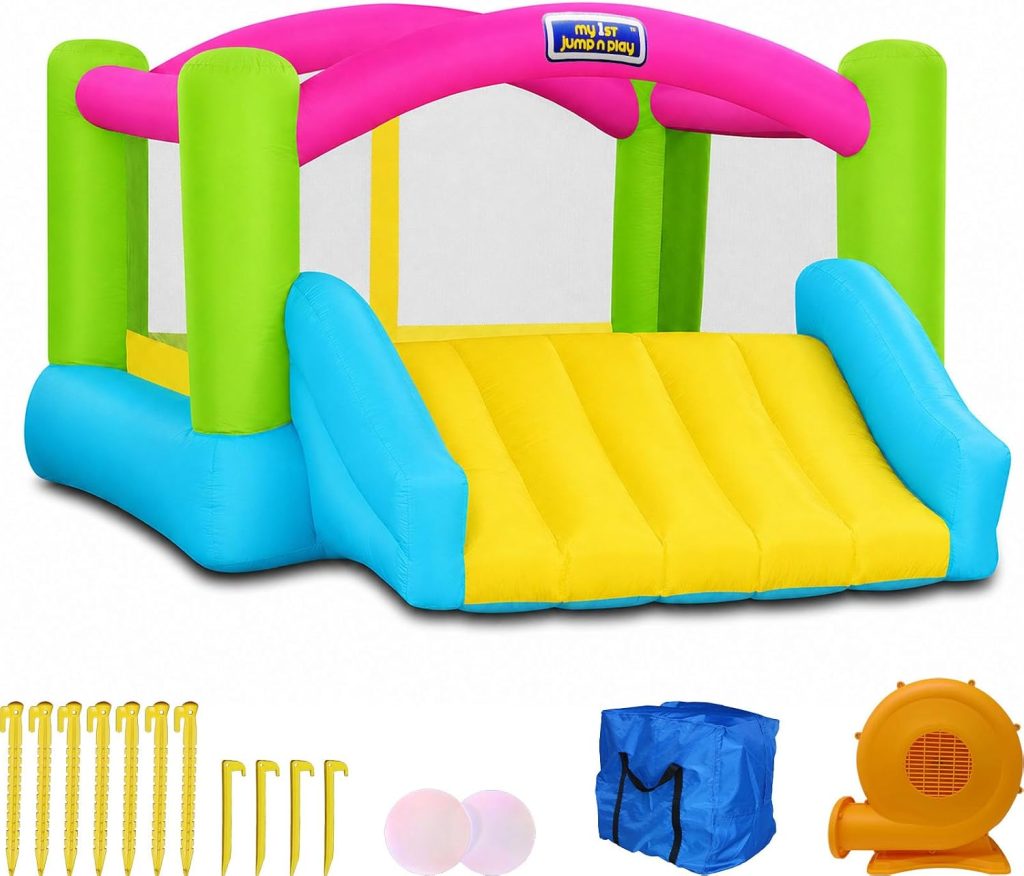 Sportspower Happy Hopper Inflatable Bounce House with Slide for Kids 3-8