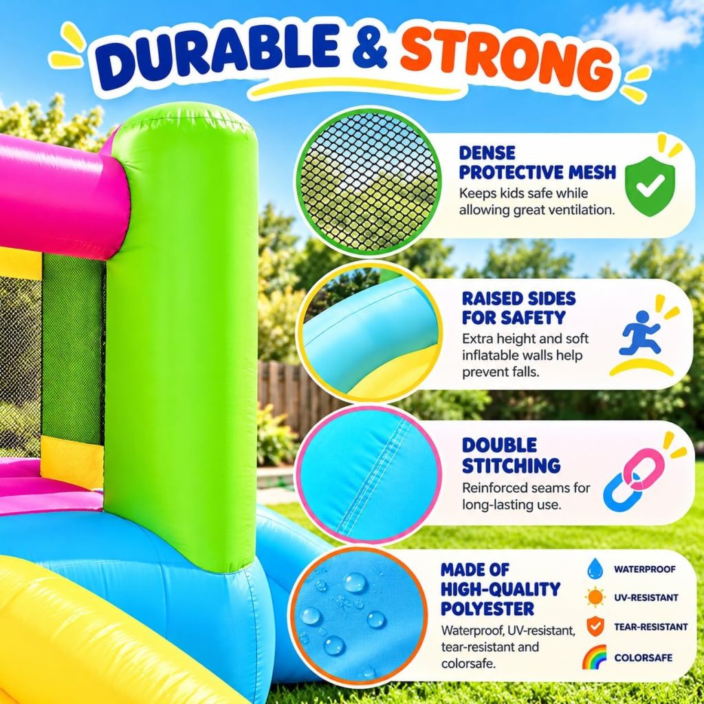 Sportspower Happy Hopper Inflatable Bounce House with Slide for Kids 3-8