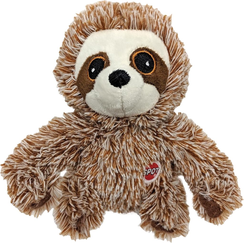 SPOT Fun Sloth Dog Toy – Soft, Stuffed, Squeaky, Plush Fabric Toy for Mini and Small Dogs and Puppies, Enrichment for Light Chewers and Cuddlers, 7in