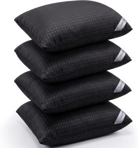 Standard Size Bed Pillows for Sleeping Set of 4,4 Pack Great Support Luxury Hotel Pillows for Side,Stomach and Back Sleepers(Black,4-Pack)