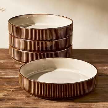 Star 7.5″ Pasta Bowls Set of 4, Microwave & Dishwasher Safe, Cream Cocoa