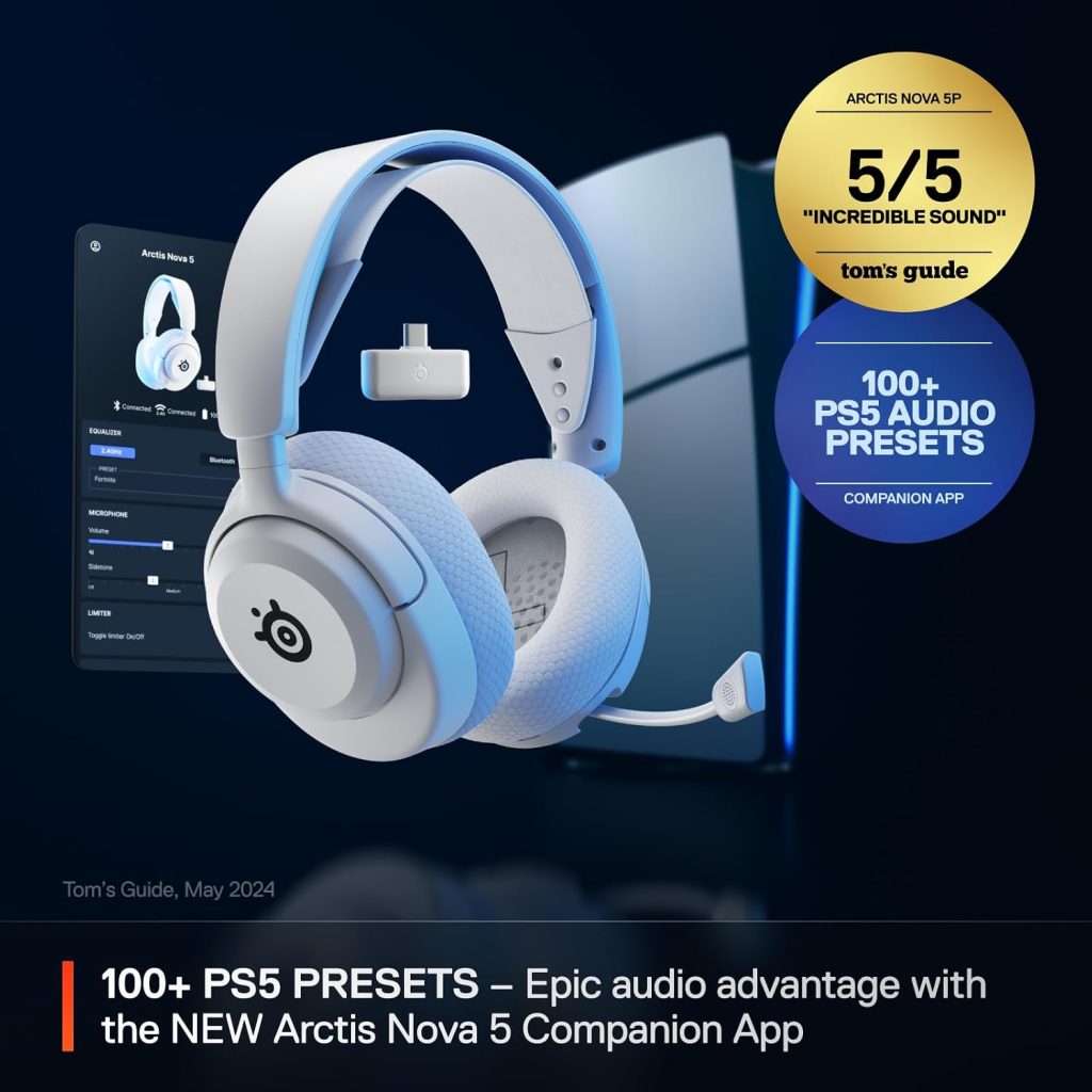 SteelSeries Arctis Nova 5P Wireless Multi-System Gaming Headset – White