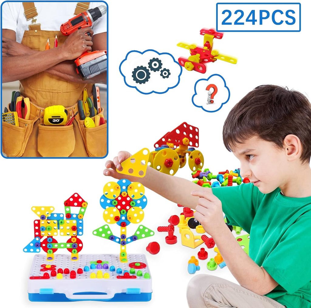 STEM Building Toys 224PCS Drill Screwdriver Set for Kids