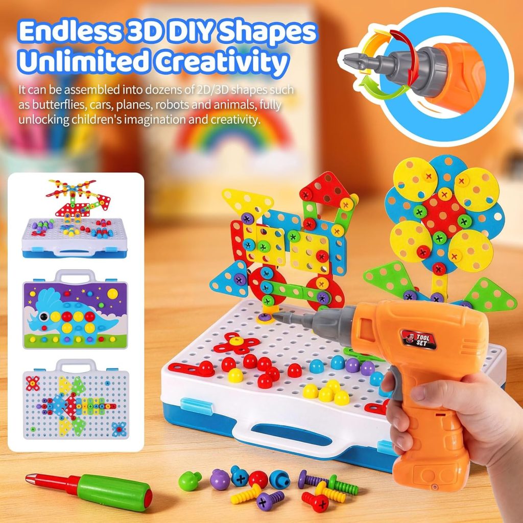 STEM Building Toys 224PCS Drill Screwdriver Set for Kids