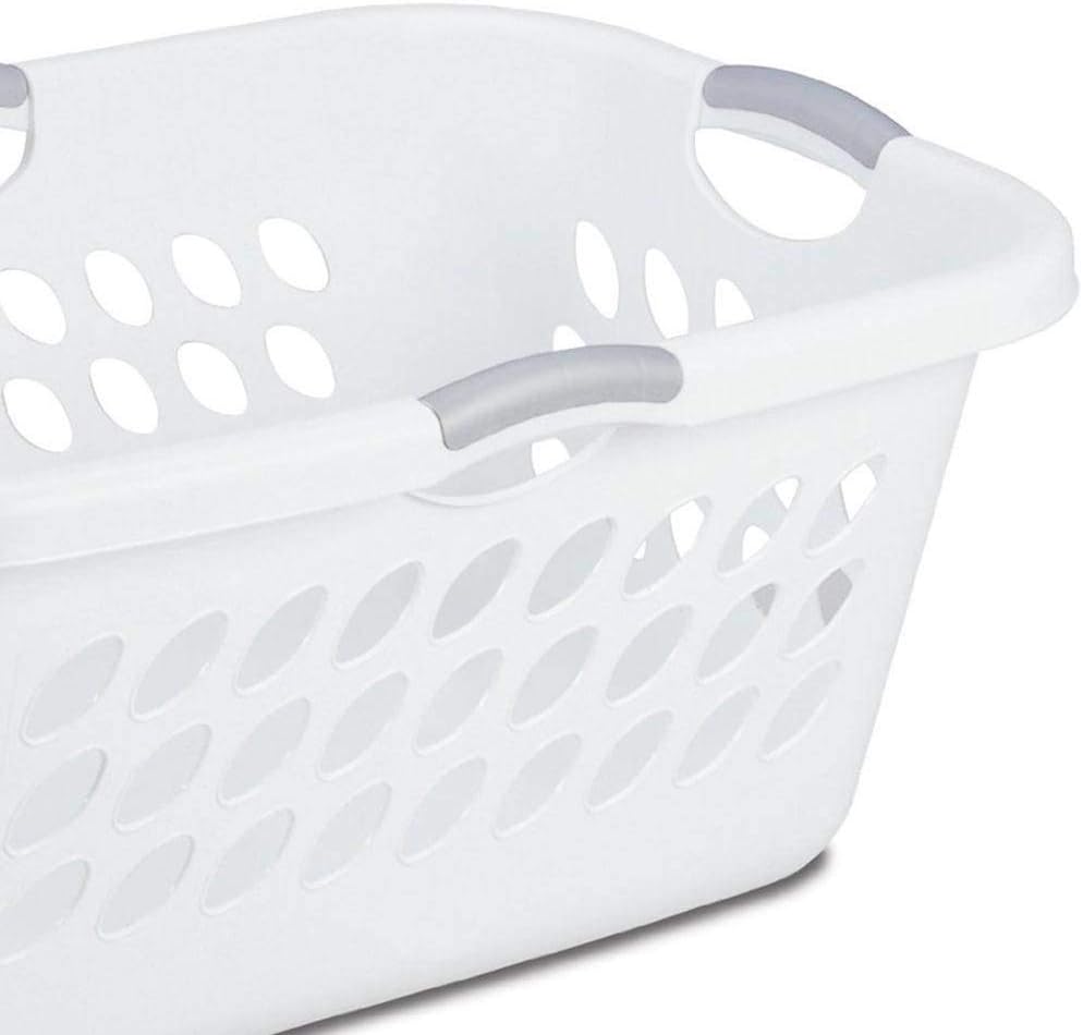 Sterilite 12158006 Ultra Laundry Basket, White with Titanium Handles