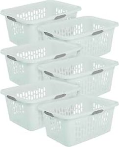 Sterilite Rectangular Laundry Basket, Plastic Clothes Hamper, 6-Pack