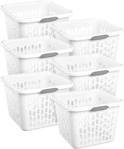 Sterilite Square Laundry Basket, Plastic Clothes Hamper, 6-Pack