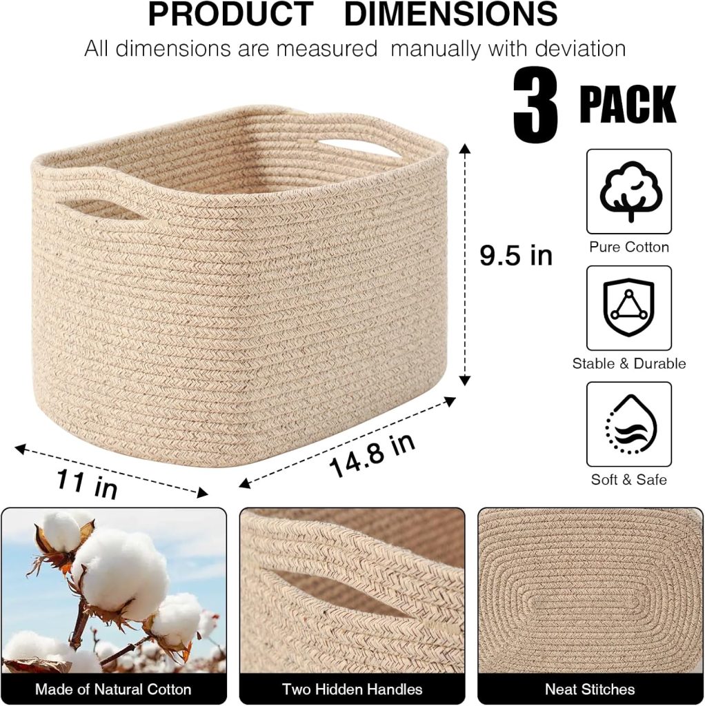 Storage Baskets for Organizing Shelves 14.8×11×9.5 Mixed Brown
