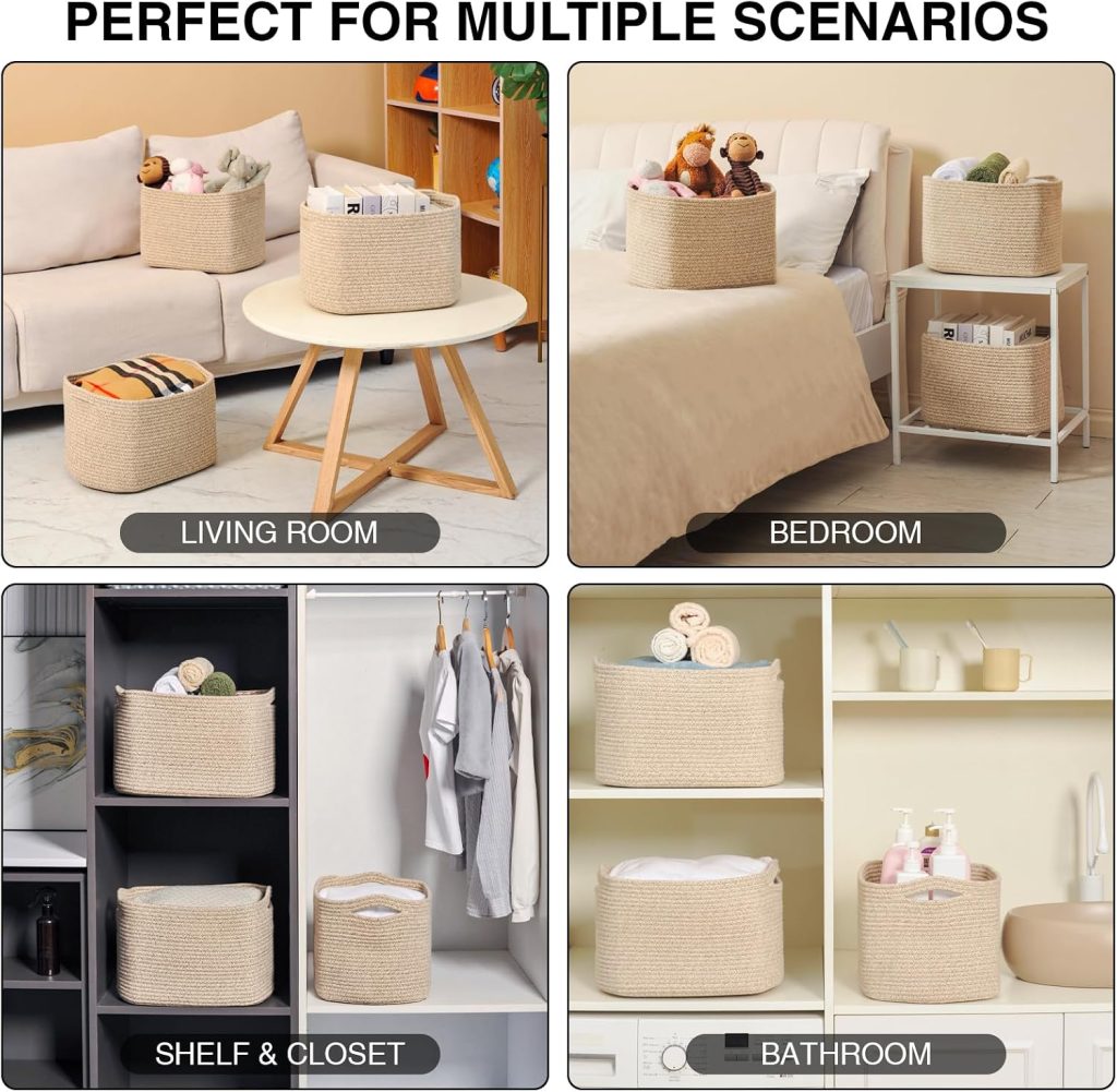 Storage Baskets for Organizing Shelves 14.8×11×9.5 Mixed Brown