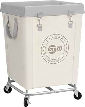 STORAGE MANIAC Rolling Laundry Hamper, Commercial Laundry Cart, 160L Beige