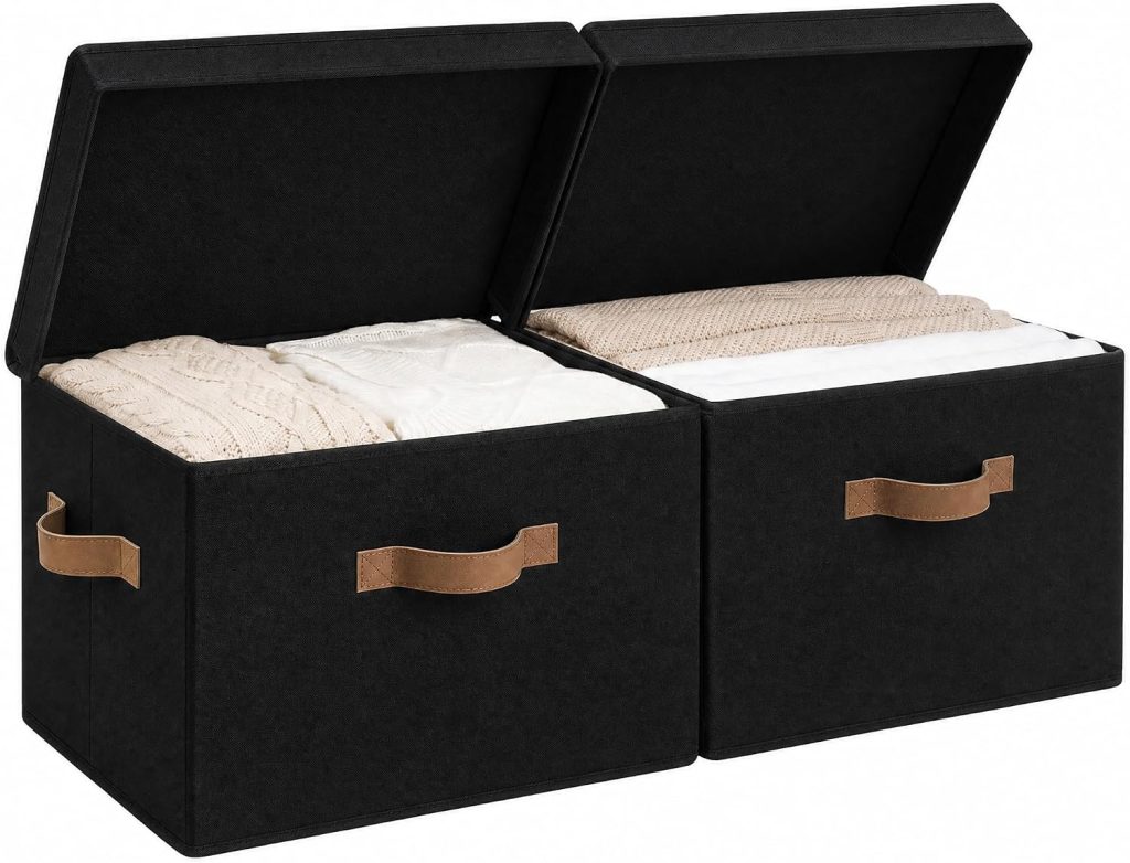 StorageWorks Fabric Storage Bins with Lids, Closet Storage Bins